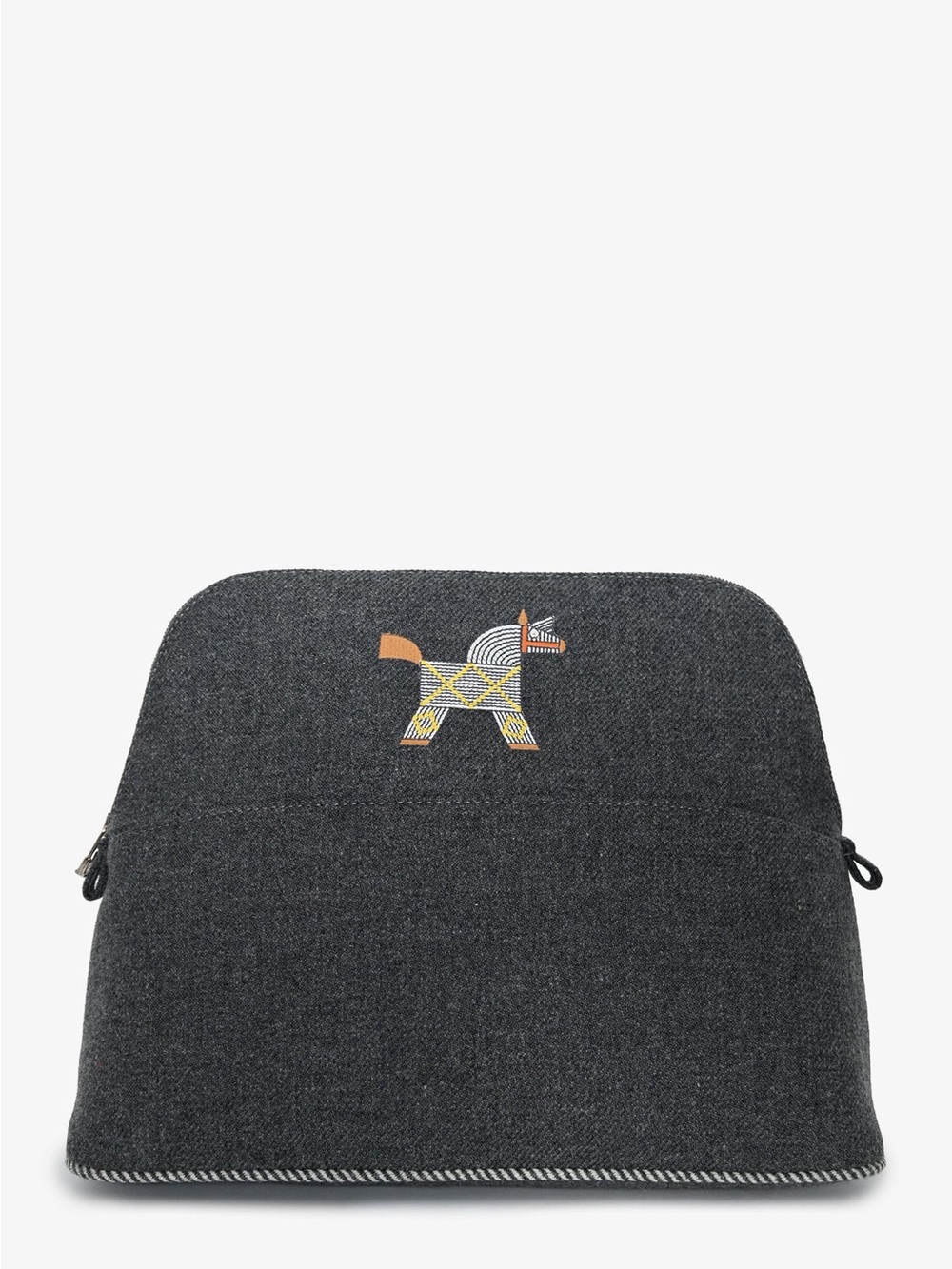 HERMÈS GREY WOOL BOLIDE ANIMAUX NATTES CASE